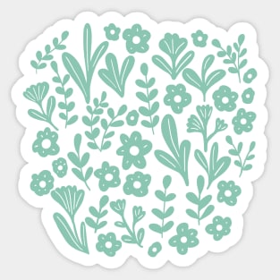 Folk ditsy flowers in teal Sticker